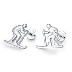 Sterling Silver Skier 16G Flat Back Labret Earring