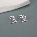 Sterling Silver Skier 16G Flat Back Labret Earring