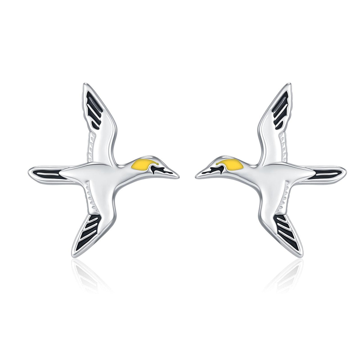 Sterling Silver Gannet Seabird Stud Earrings