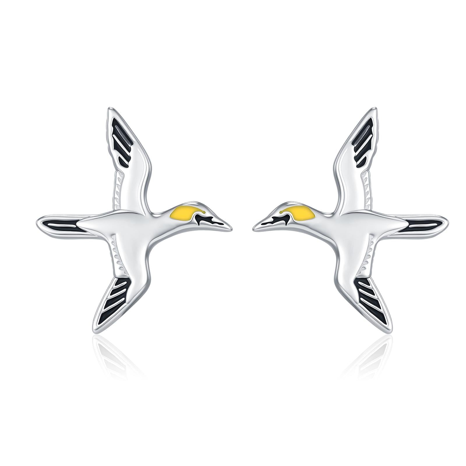 Sterling Silver Gannet Seabird Stud Earrings