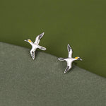 Sterling Silver Gannet Seabird Stud Earrings