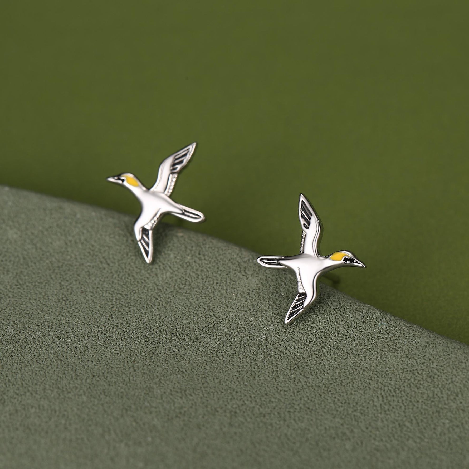 Sterling Silver Gannet Seabird Stud Earrings