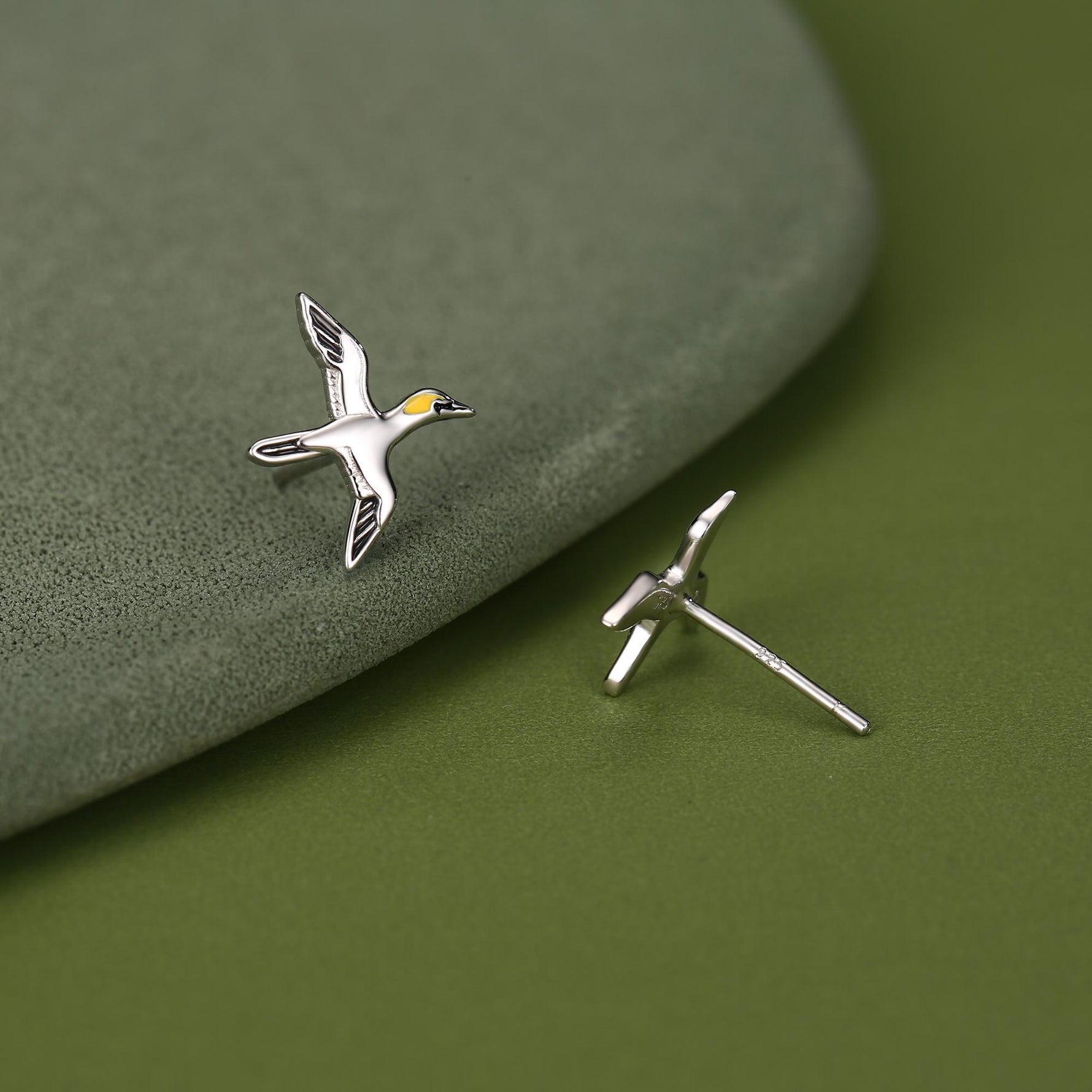 Sterling Silver Gannet Seabird Stud Earrings