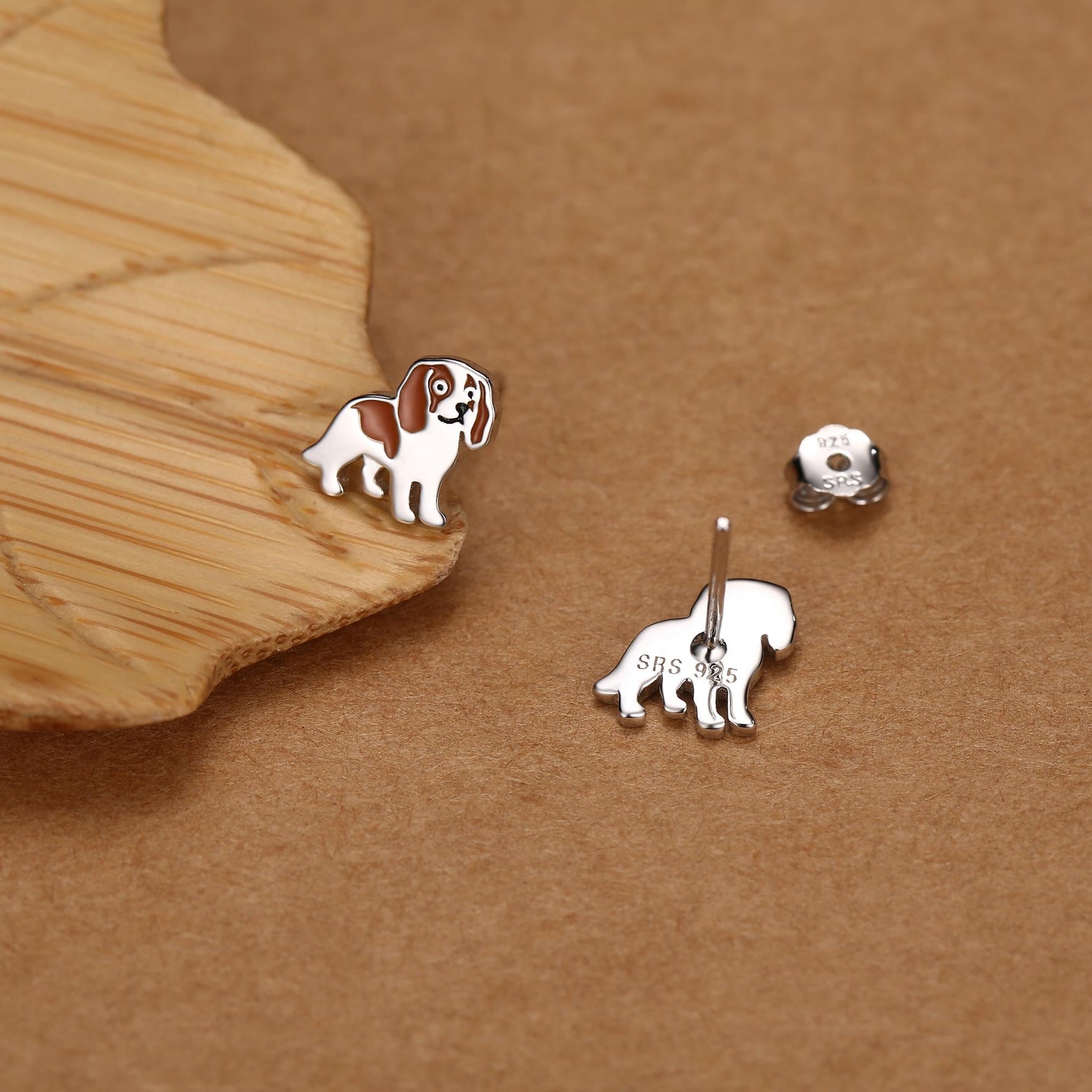 Sterling Silver Cavalier King Charles Spaniel Stud Earrings