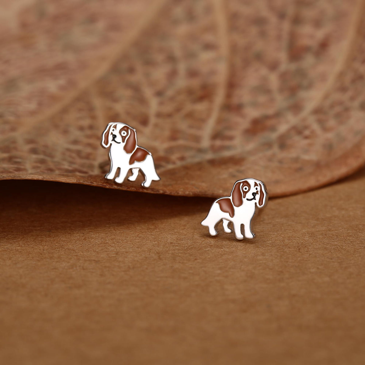 Sterling Silver Cavalier King Charles Spaniel Stud Earrings