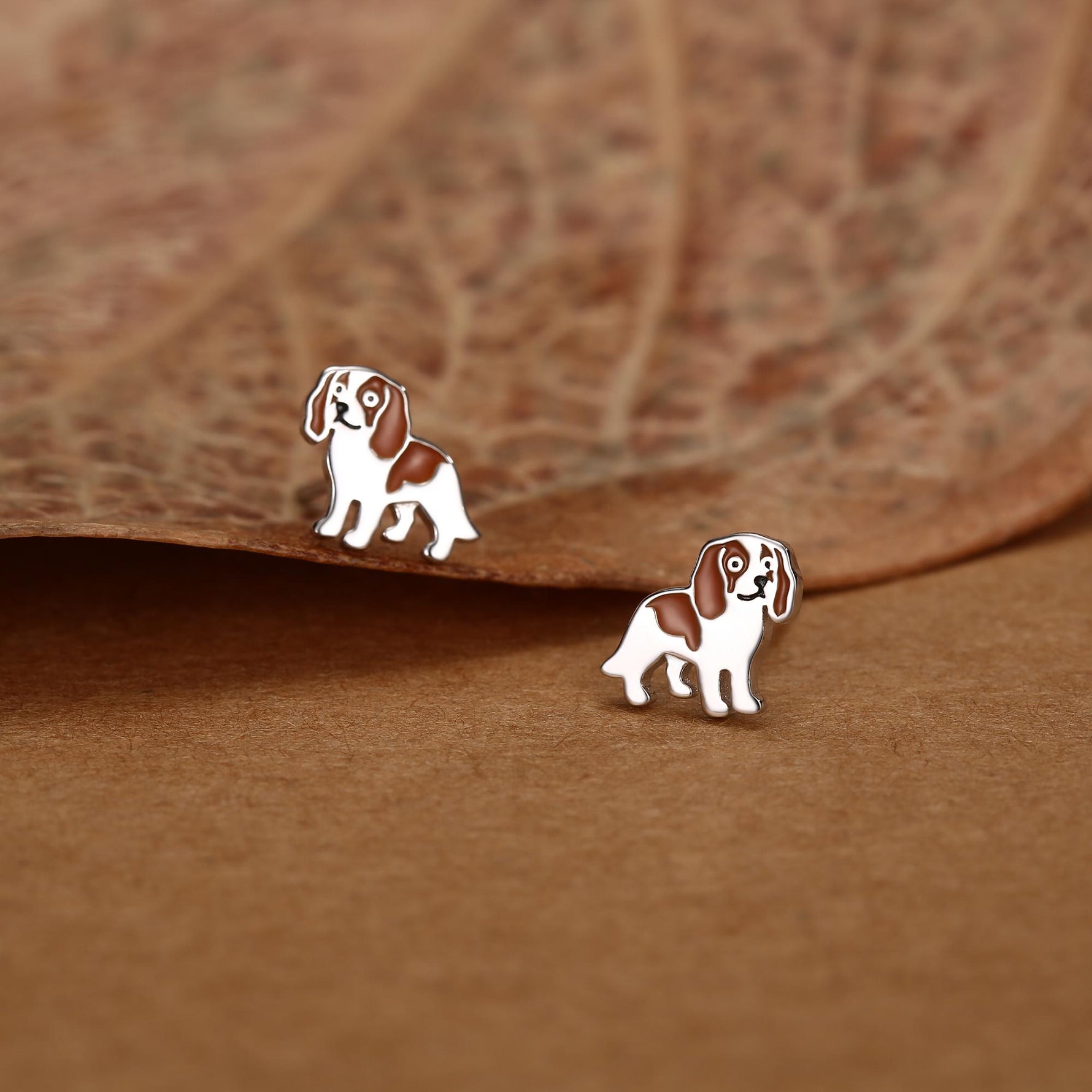 Sterling Silver Cavalier King Charles Spaniel Stud Earrings
