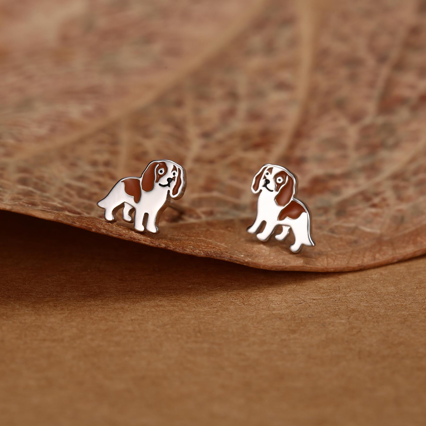 Sterling Silver Cavalier King Charles Spaniel Stud Earrings