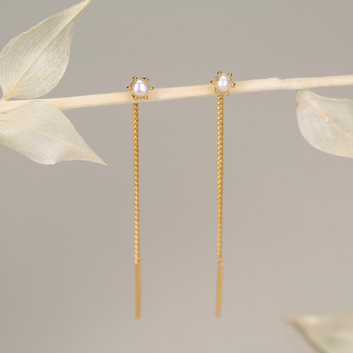Sterling Silver Pearl Threader Earrings