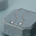 Sterling Silver Blue Glass Threader Earrings