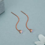 Sterling Silver Blue Glass Threader Earrings