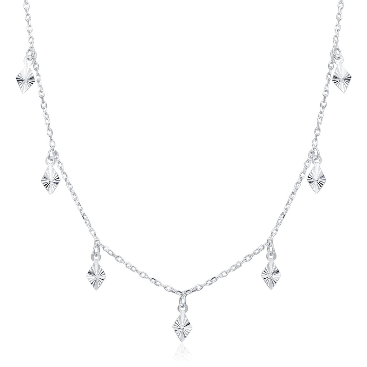 Sterling Silver Diamond Charm Dangle Choker Necklace