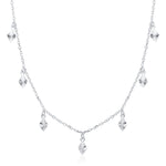 Sterling Silver Diamond Charm Dangle Choker Necklace