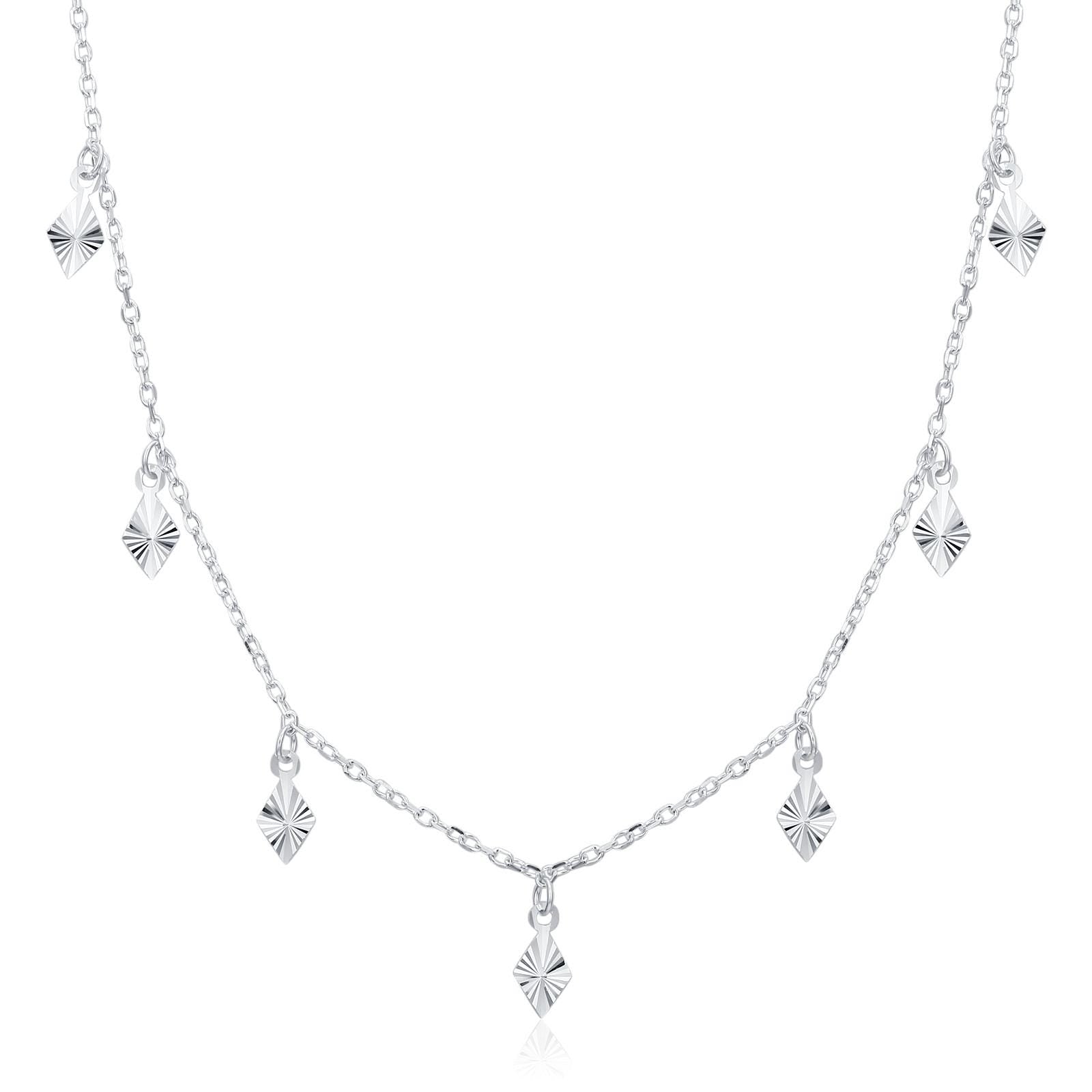 Sterling Silver Diamond Charm Dangle Choker Necklace