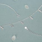 Sterling Silver Diamond Charm Dangle Choker Necklace