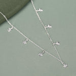Sterling Silver Star Charm Dangle Choker Necklace