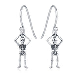 Sterling Silver Dancing Skeleton Drop Earrings