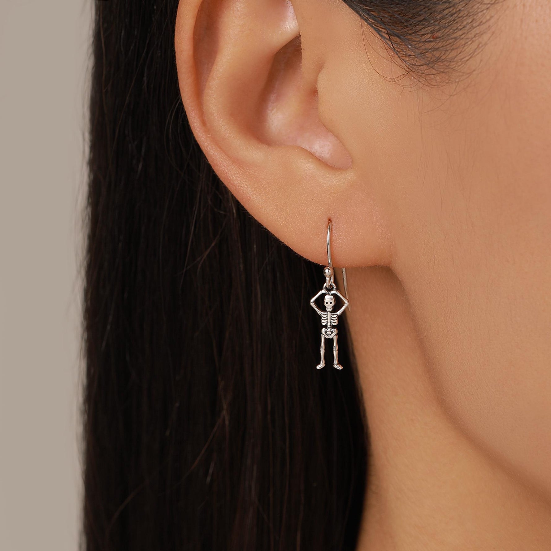 Sterling Silver Dancing Skeleton Drop Earrings