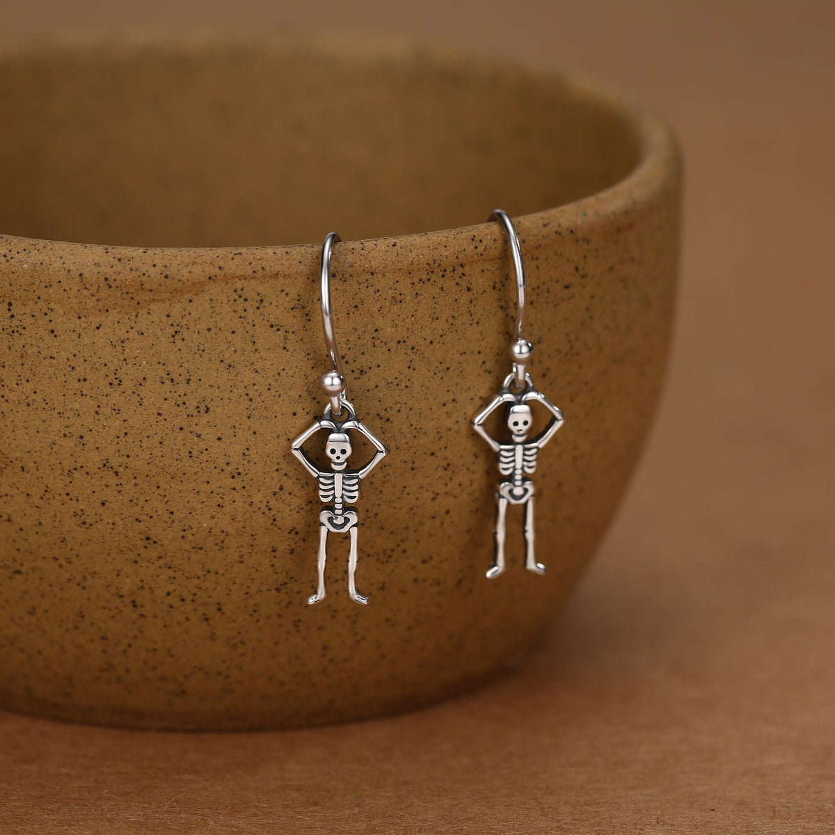 Sterling Silver Dancing Skeleton Drop Earrings