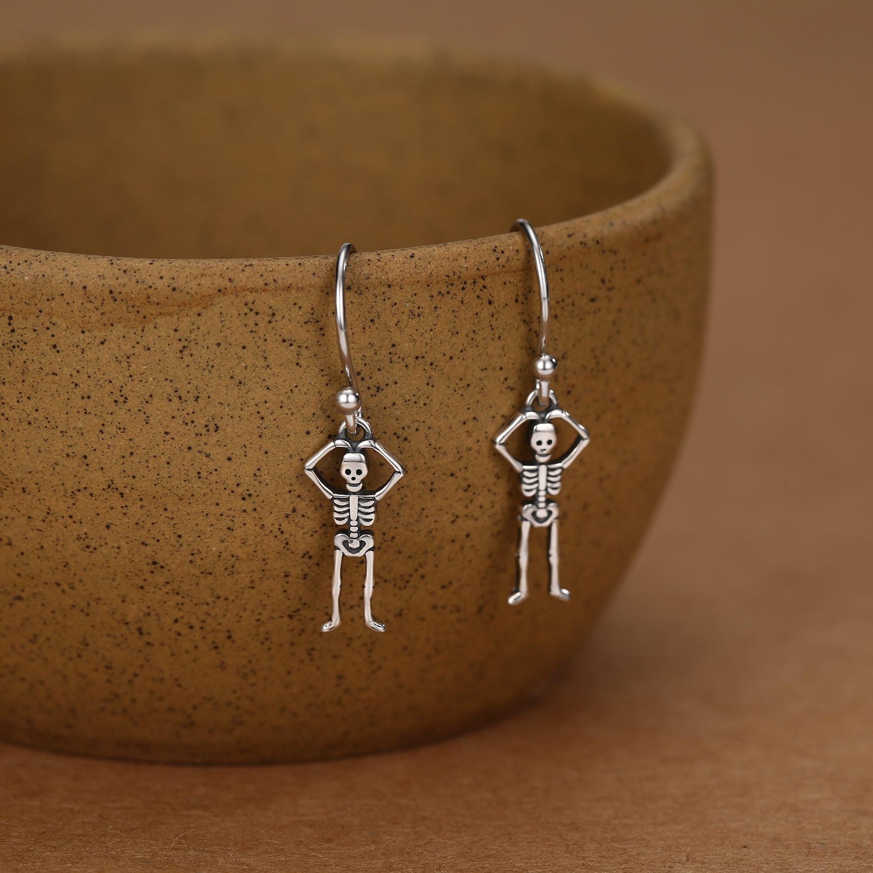 Sterling Silver Dancing Skeleton Drop Earrings
