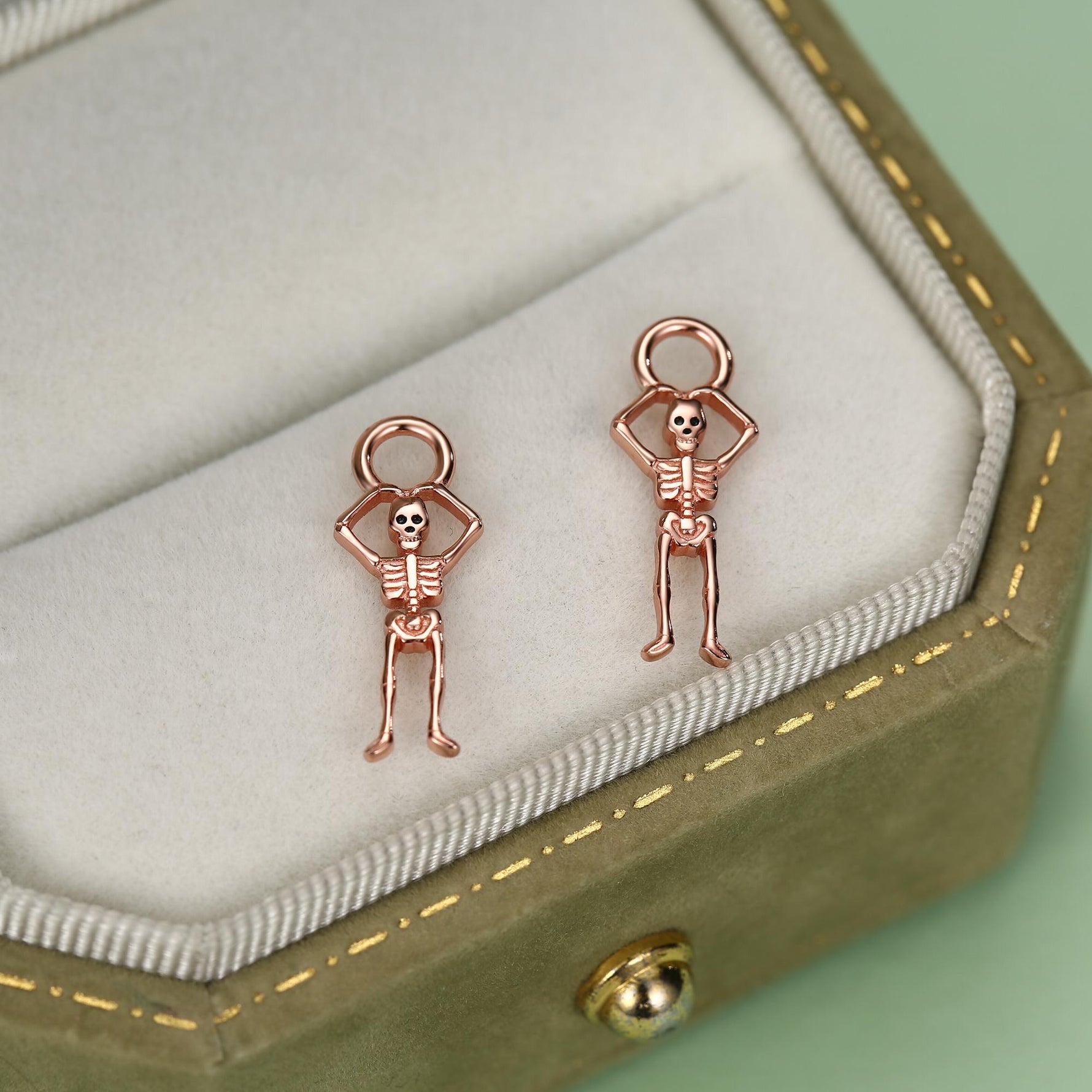 Sterling Silver Dancing Skeleton Hoop Earrings