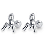 Sterling Silver Bacteriophage 18G Screw Back Earrings