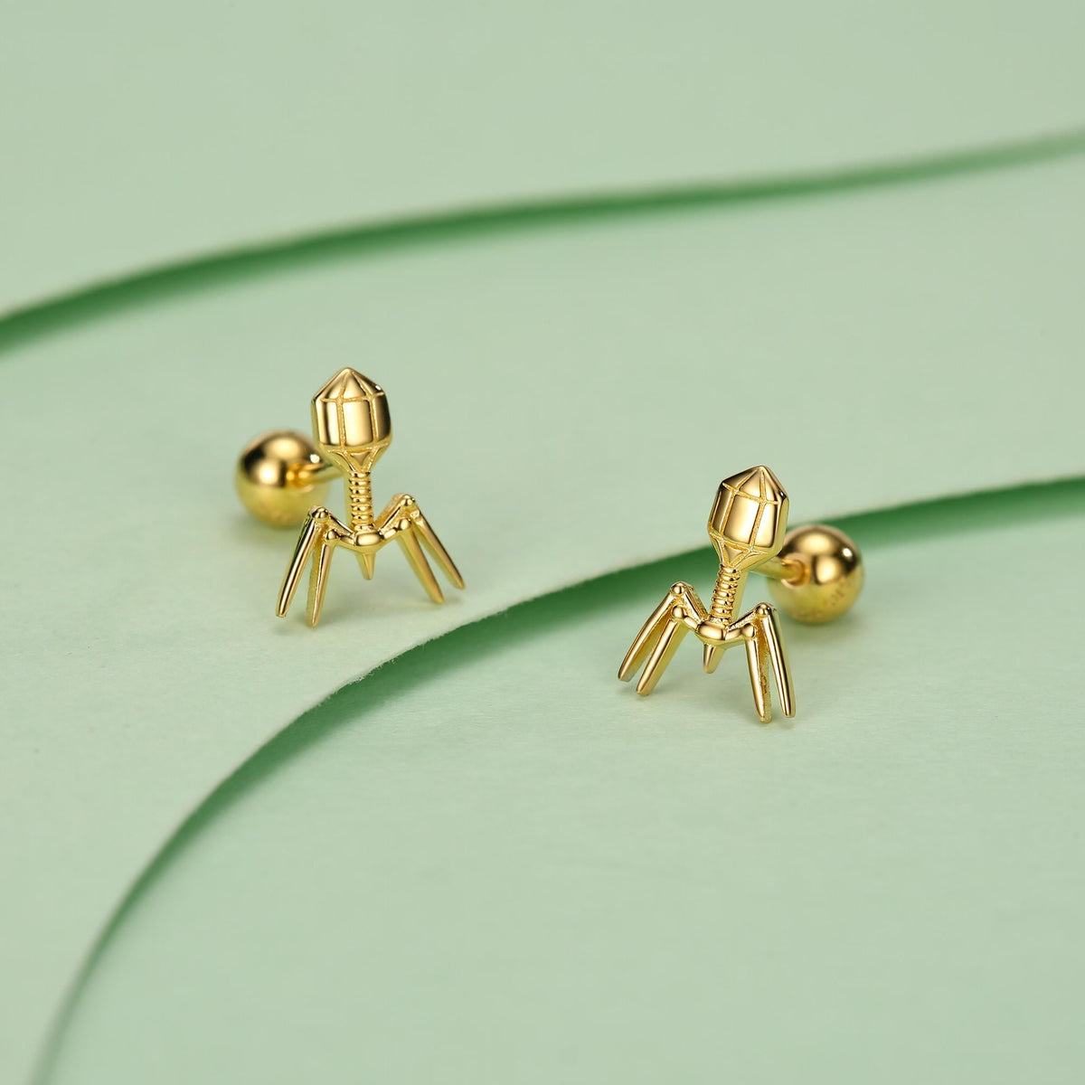 Sterling Silver Bacteriophage 18G Screw Back Earrings