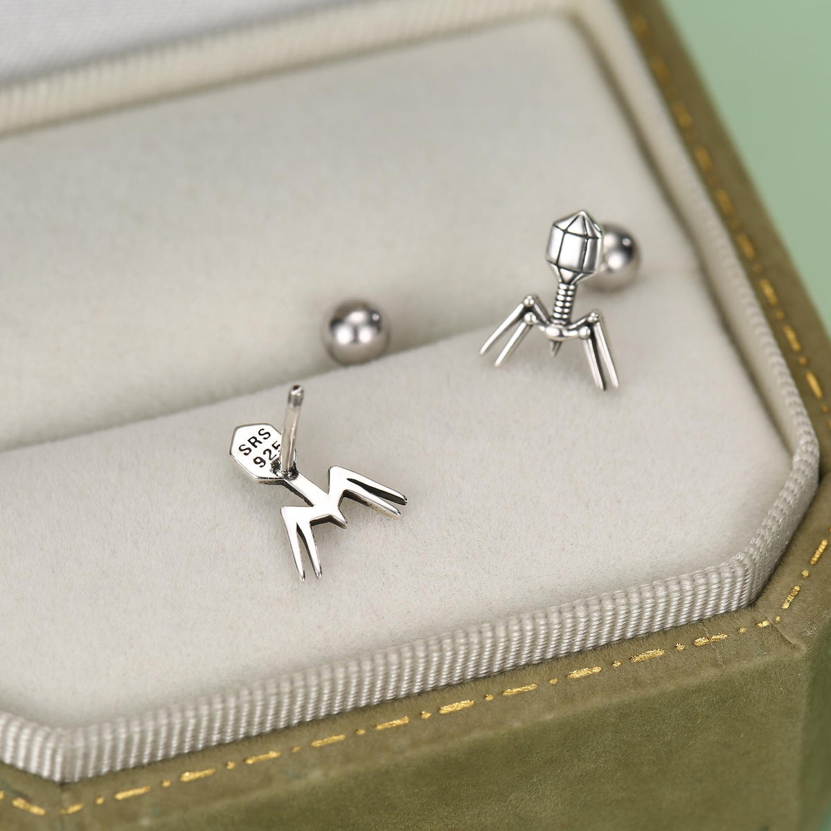 Sterling Silver Bacteriophage 18G Screw Back Earrings