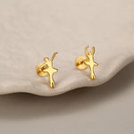 Sterling Silver Mismatched Ballerina 16G Flat Back Earrings