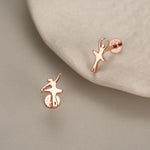 Sterling Silver Mismatched Ballerina 16G Flat Back Earrings