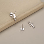 Sterling Silver Mismatched Ballerina 16G Flat Back Earrings