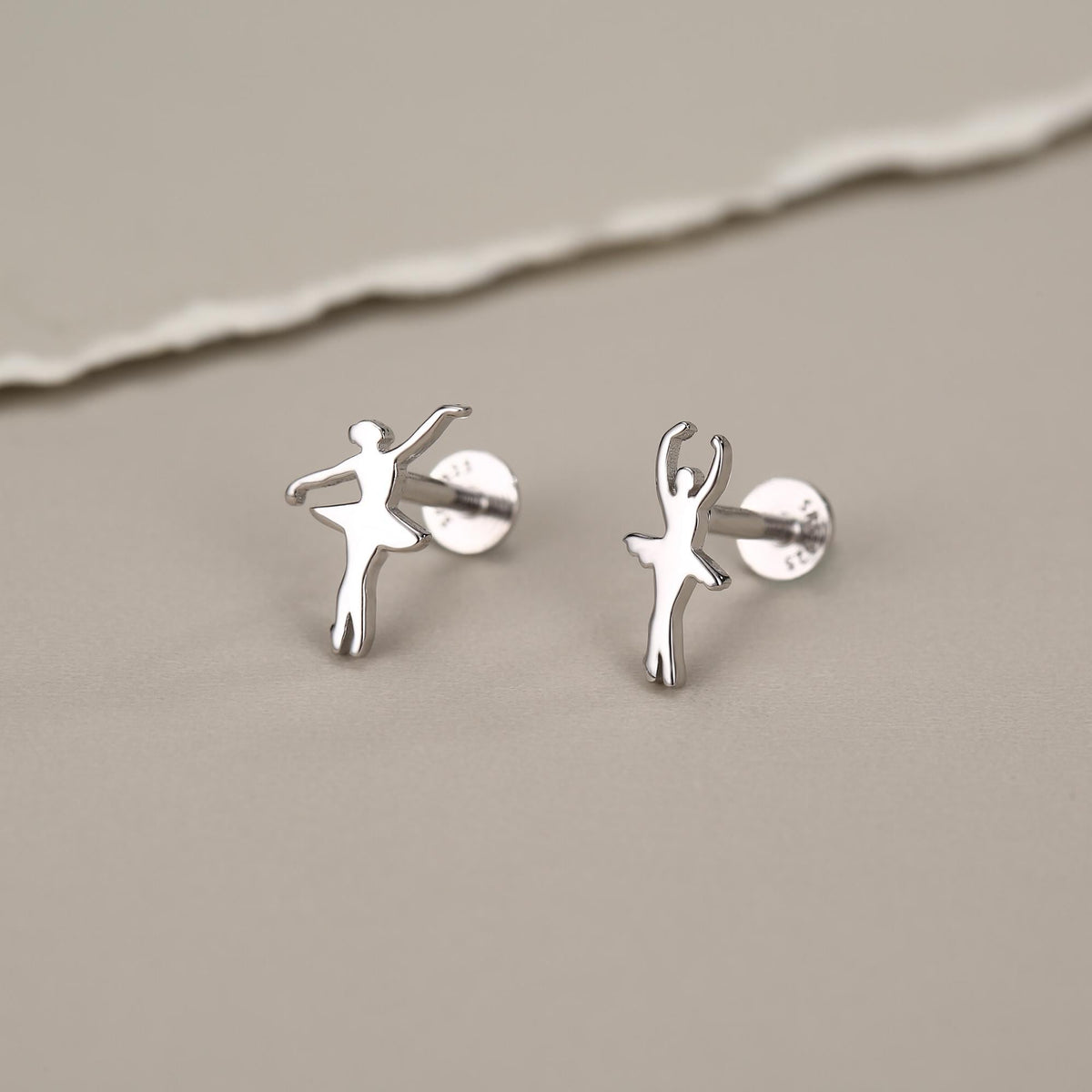 Sterling Silver Mismatched Ballerina 16G Flat Back Earrings
