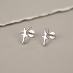 Sterling Silver Mismatched Ballerina 16G Flat Back Earrings