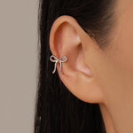 Sterling Silver Ribbon Bow Open Hoops