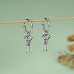 Sterling Silver Dancing Skeleton Hoop Earrings