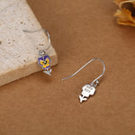 Sterling Silver Enamel Pansy Drop Earrings