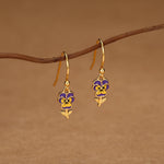 Sterling Silver Enamel Pansy Drop Earrings