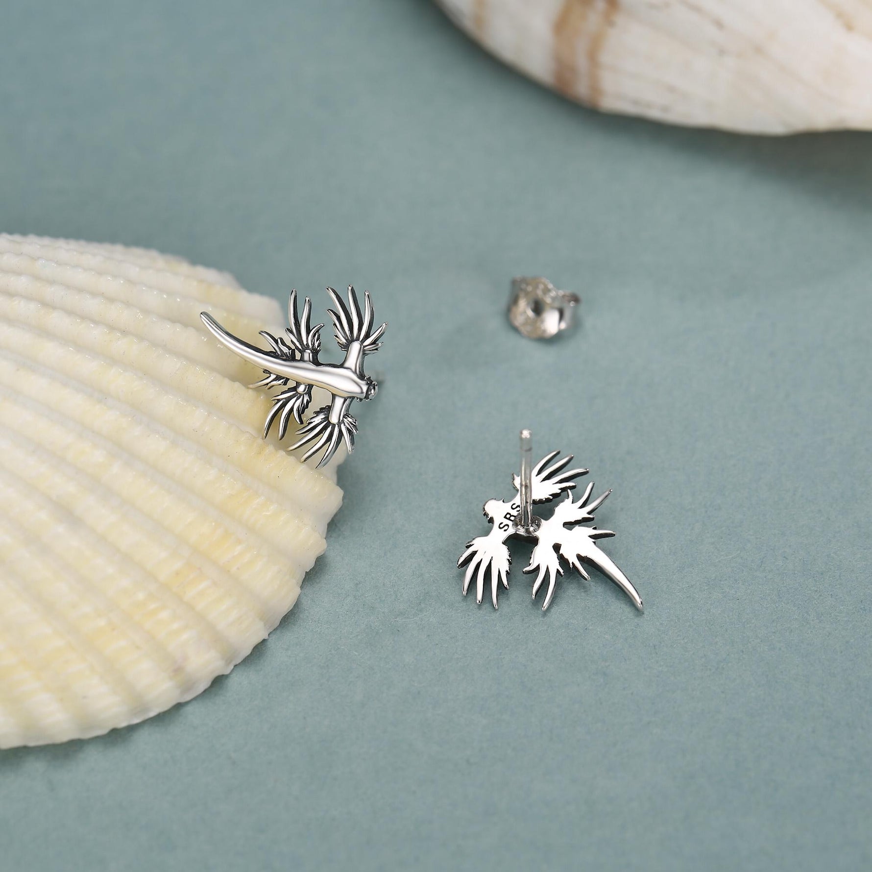 Sterling Silver Blue Dragon Sea Slug Stud Earrings