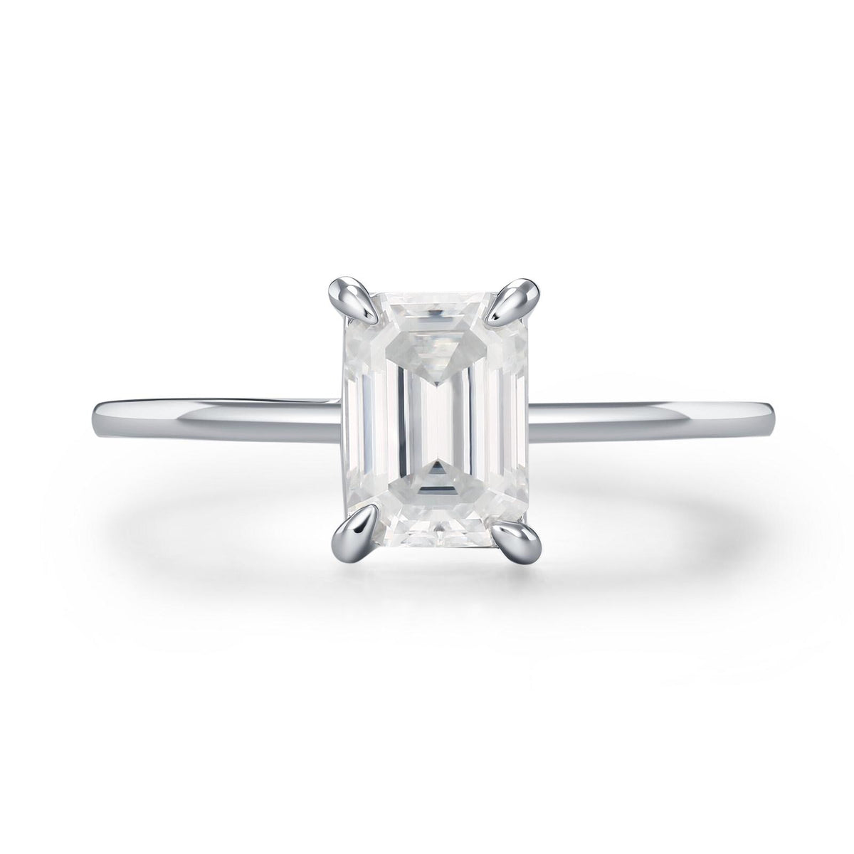 1 Carat Emerald Cut Moissanite Engagement Ring