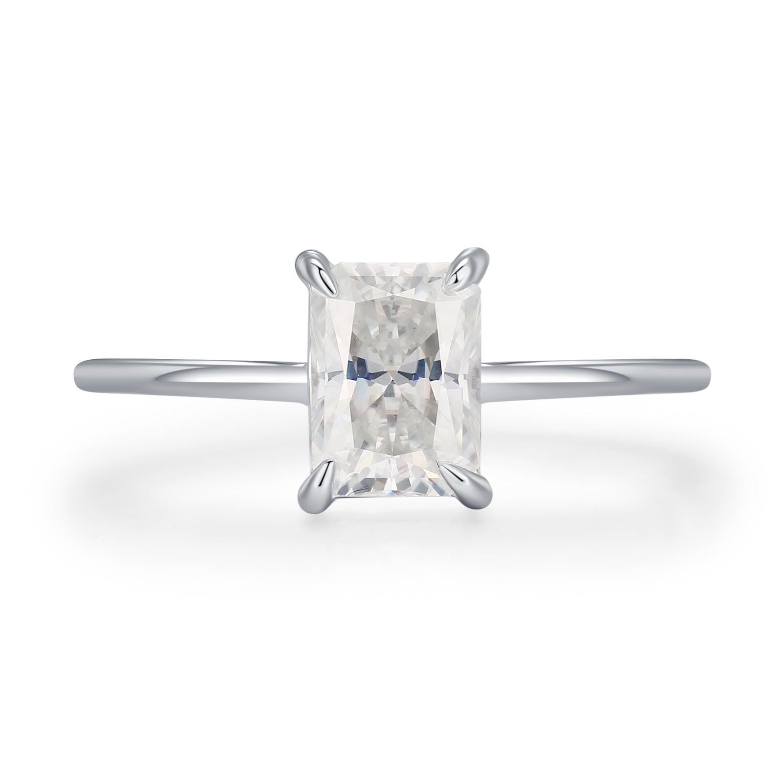 1 Carat Radiant Cut Moissanite Engagement Ring