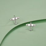 Sterling Silver Spitfire Plane Stud Earrings