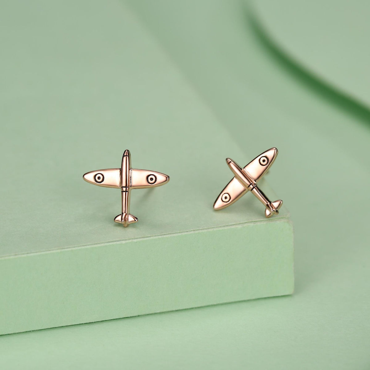 Sterling Silver Spitfire Plane Stud Earrings