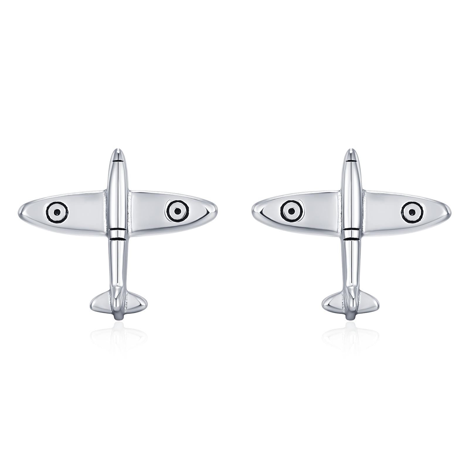 Sterling Silver Spitfire Plane Stud Earrings