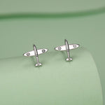Sterling Silver Spitfire Plane Stud Earrings