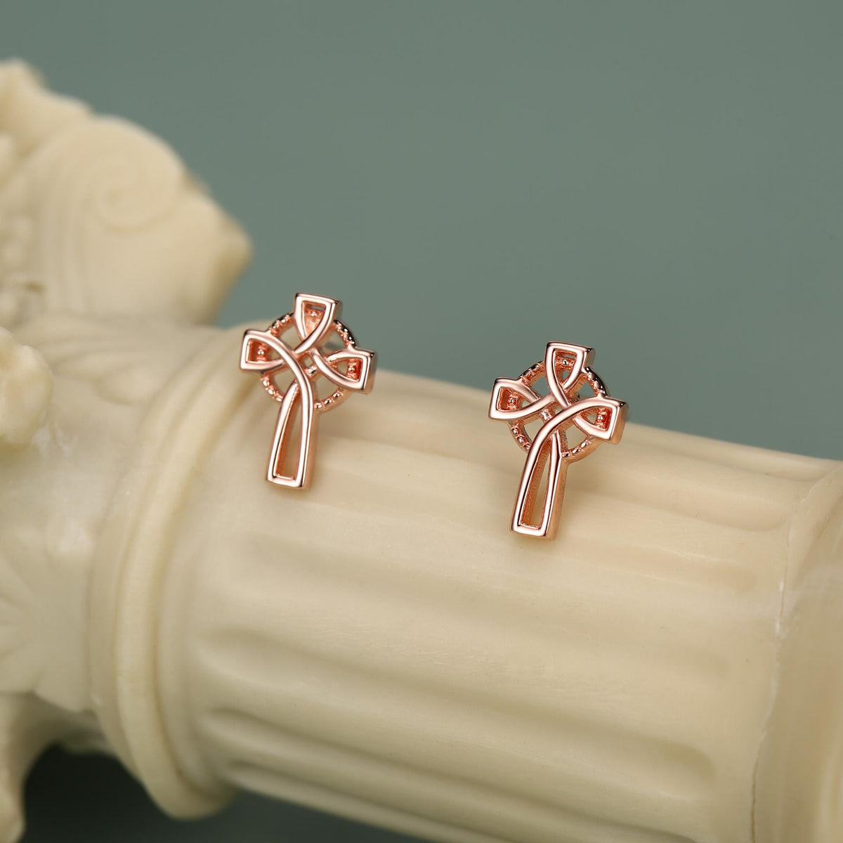 Sterling Silver Celtic Cross Stud Earrings