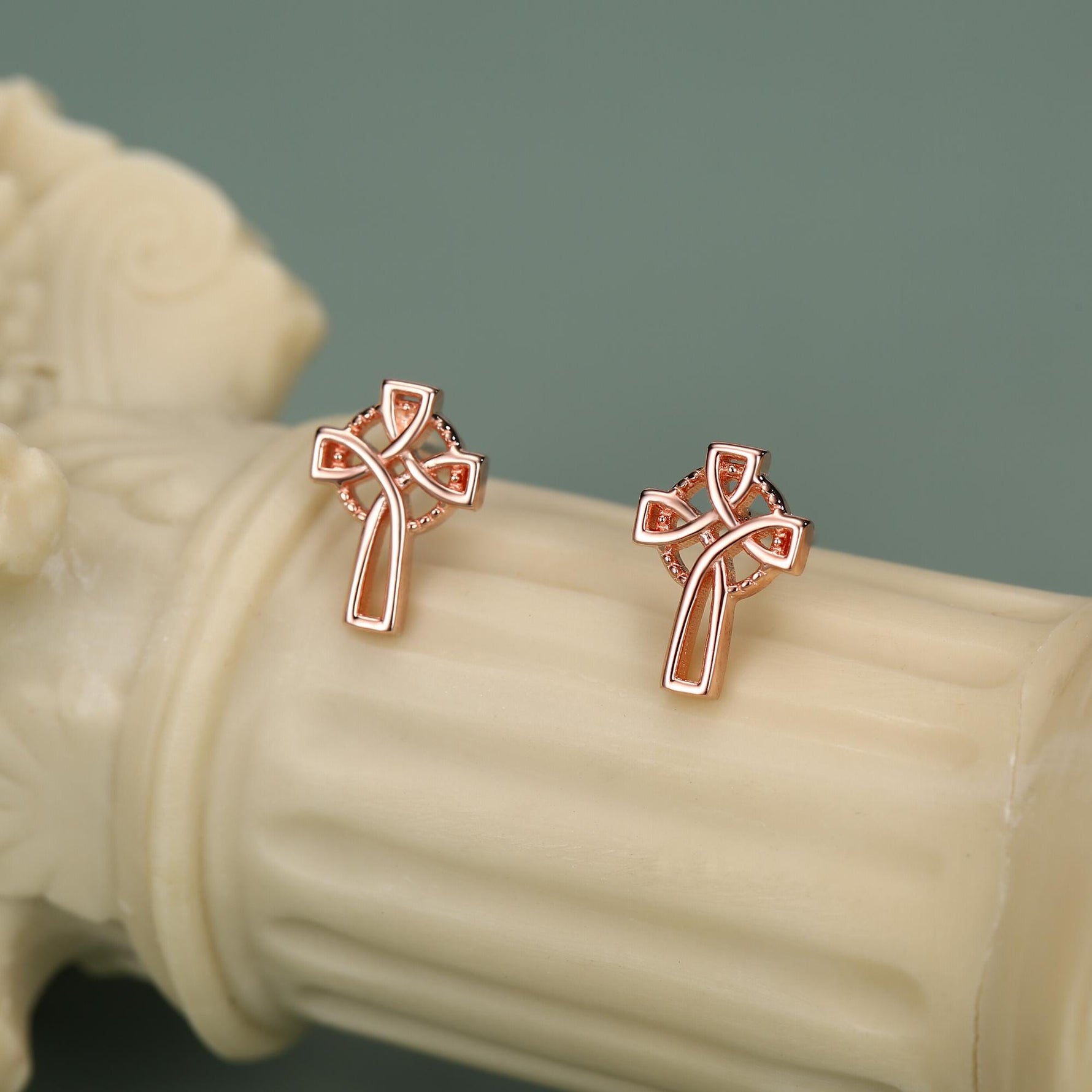 Sterling Silver Celtic Cross Stud Earrings