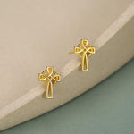 Sterling Silver Celtic Cross Stud Earrings