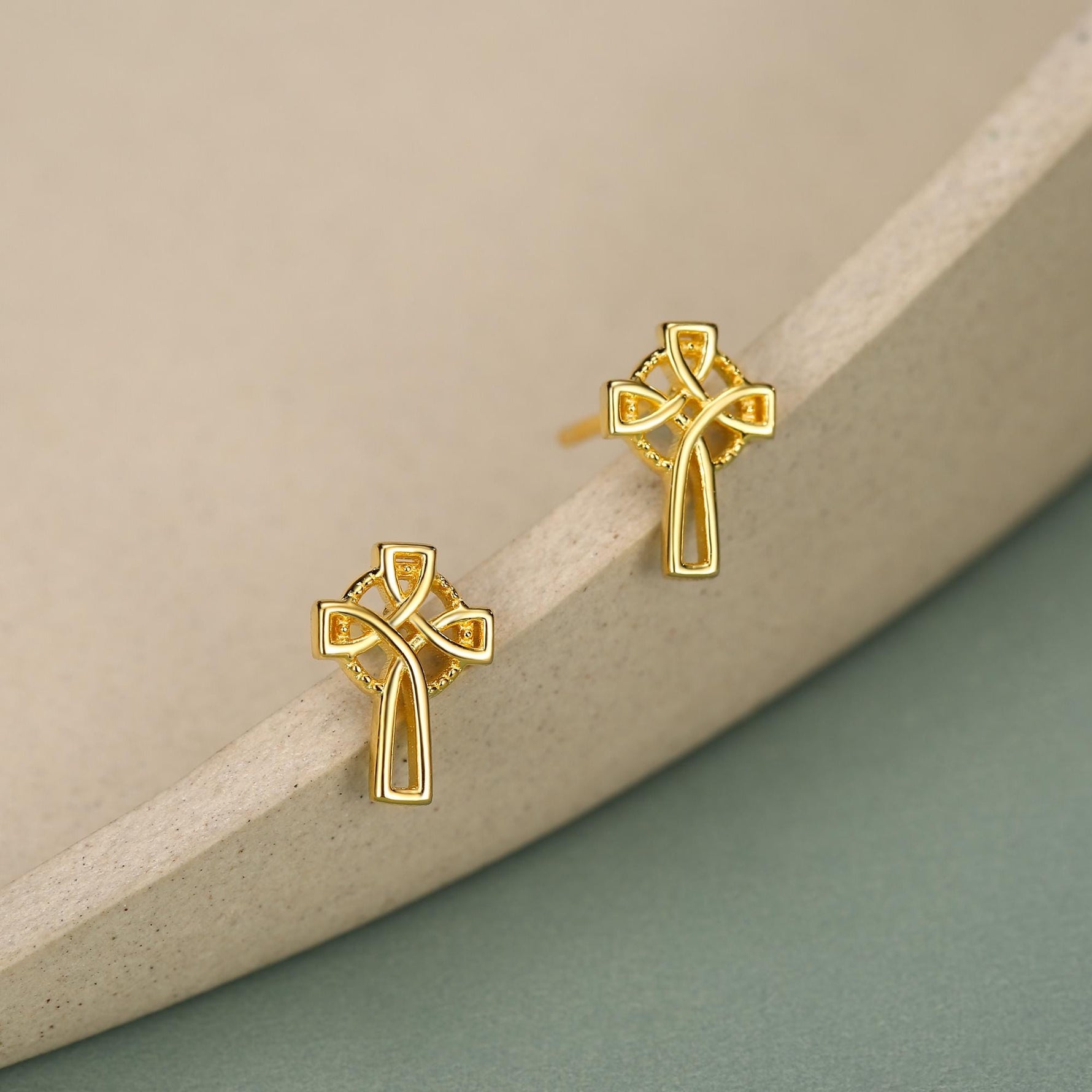 Sterling Silver Celtic Cross Stud Earrings