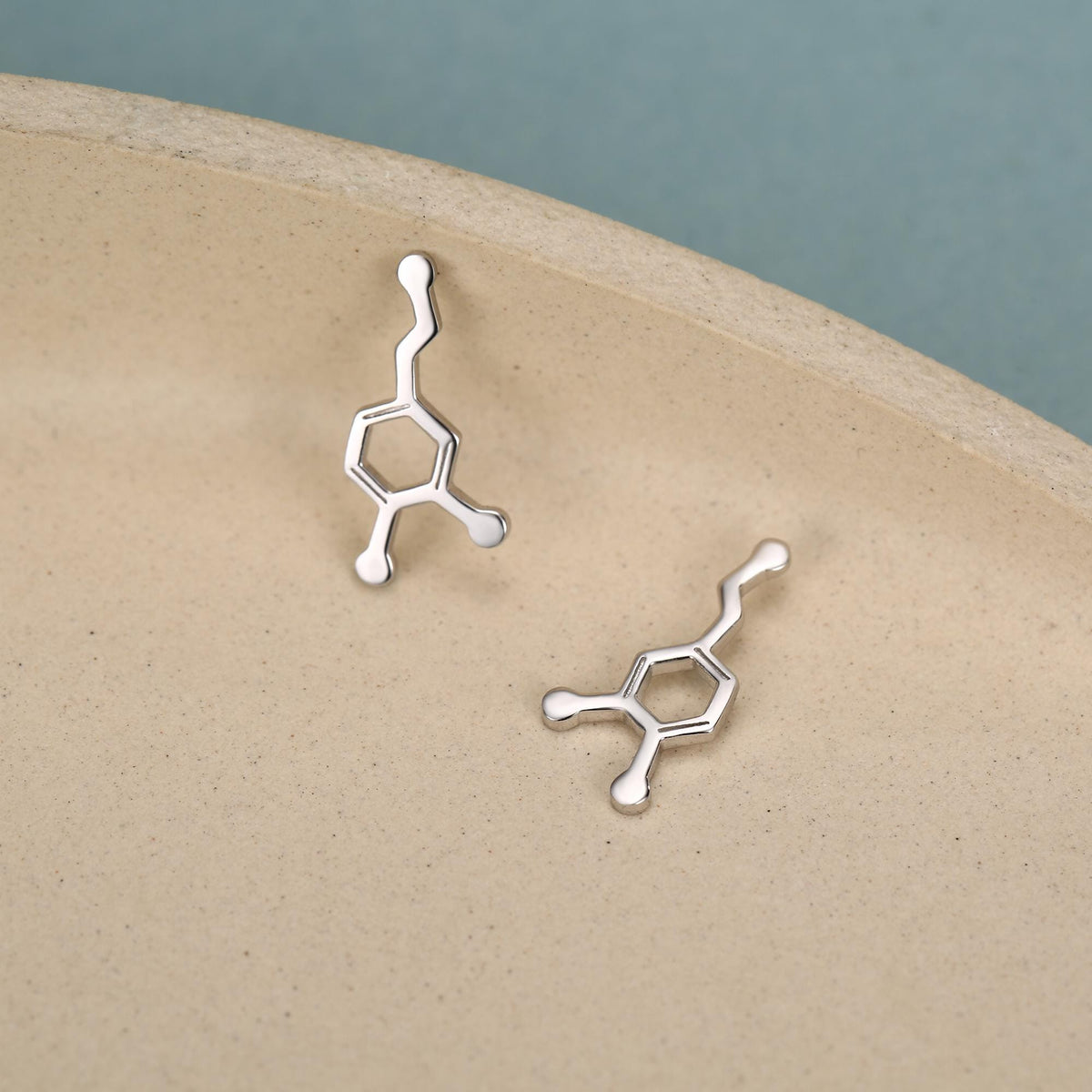 Sterling Silver Dopamine Molecule Hoop Earrings