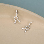 Sterling Silver Dopamine Molecule Hoop Earrings