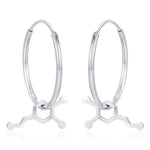 Sterling Silver Dopamine Molecule Hoop Earrings